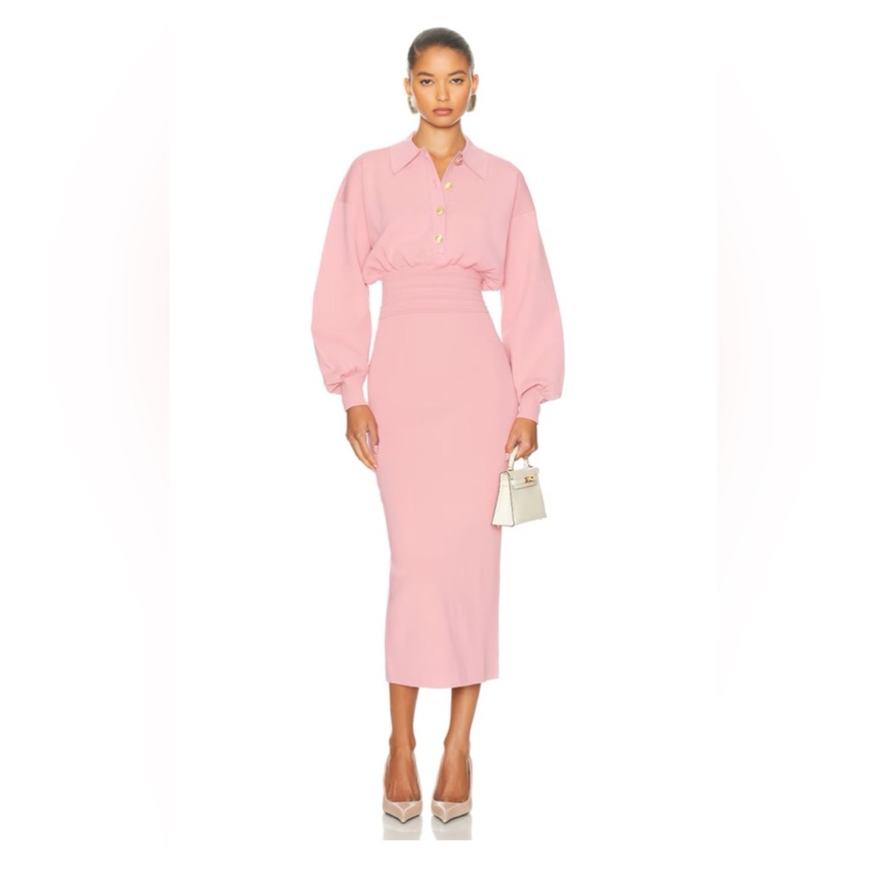 Helsa - Hildie Polo Dress  | Elegant Pink Long Sleeve Dress H